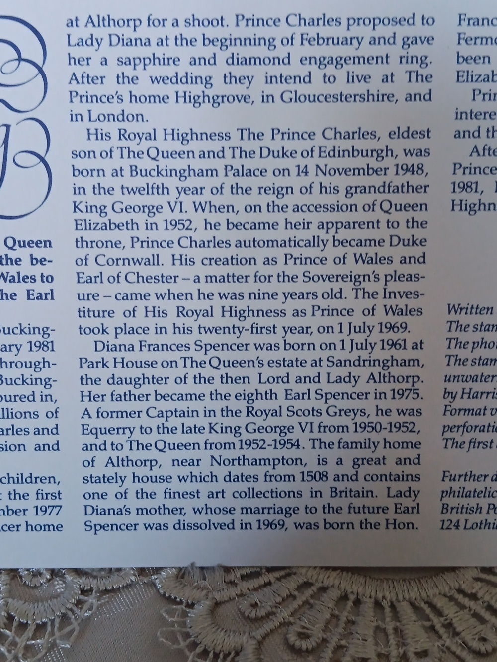 Post Office First Day Cover Announcement Of Prince Charles & Lady Diana Spencer. - Picture 4 of 5